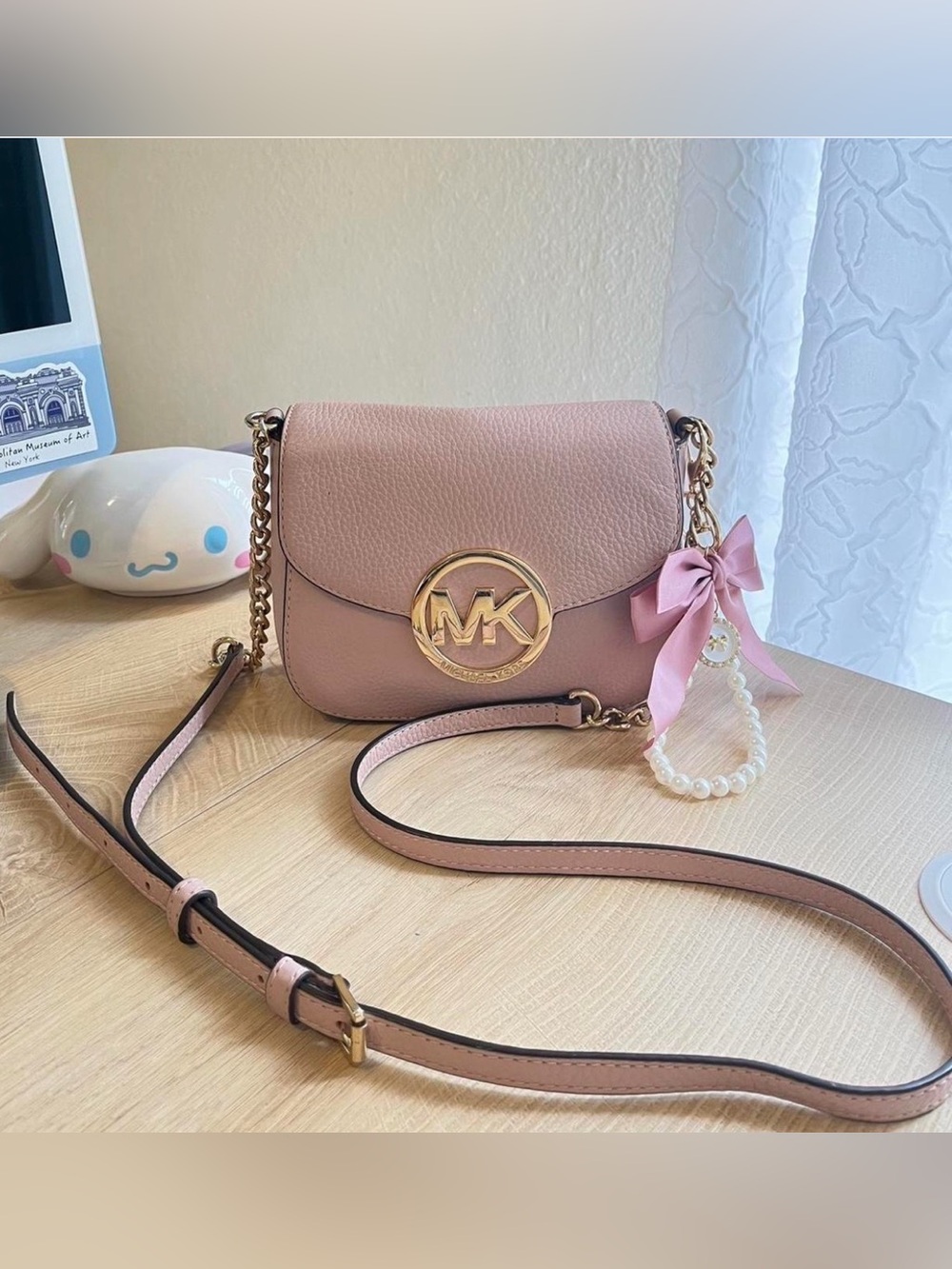 Michael Kors Pink Crossbody Bag Gold Hardware Coquette Chic
